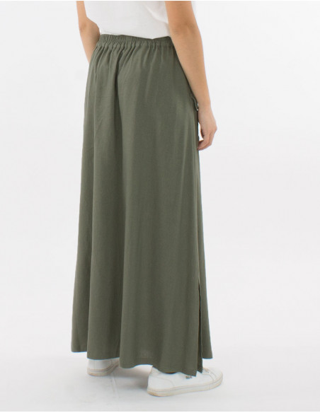 Basic long skirt with linen slit