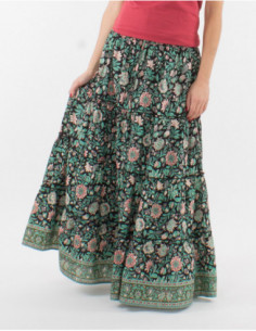 Floral boho long skirt with...
