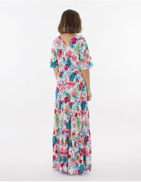Hawaiian long dress with square neck