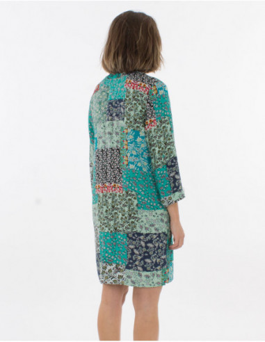 Romantic patchwork shirt dress