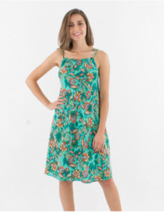 Short boho floral dress to tie