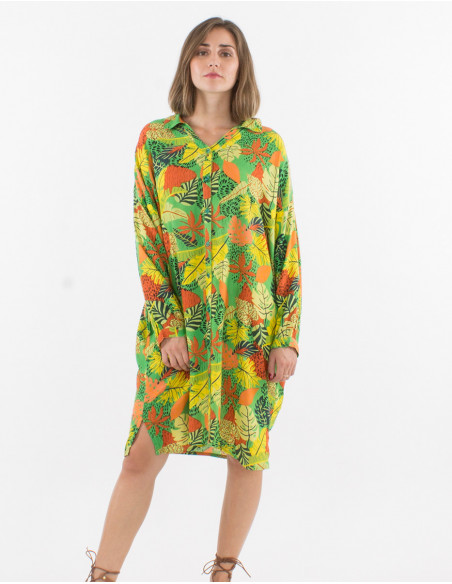 Robe chemise courte imprim color