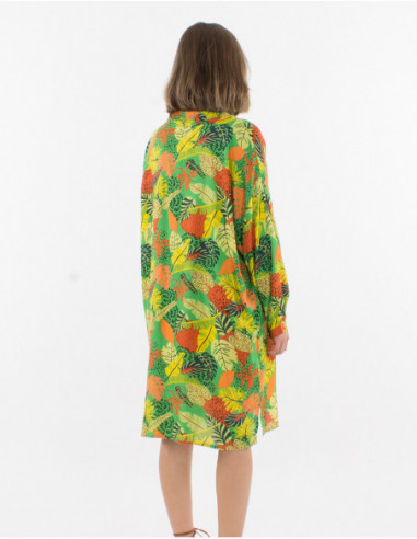 Short shirt dress with colorful print