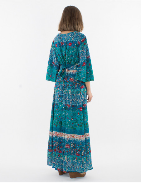 Romantic floral patchwork long dress