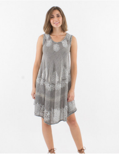Robe de plage bleu turquoise asymétrique légère avec imprimé ethnique original