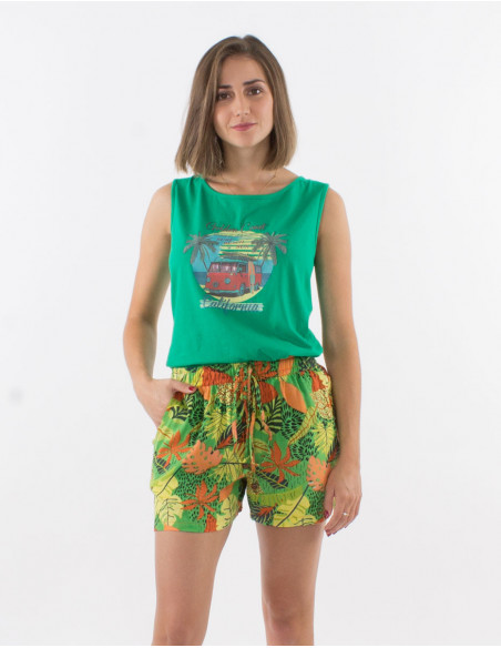 Short fluide motif tropical