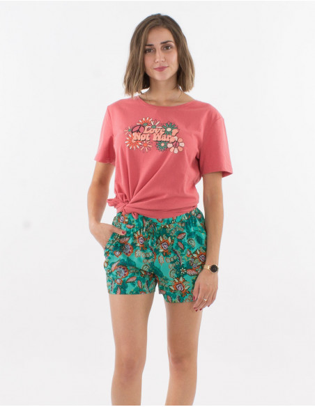 Floral summer short with ties