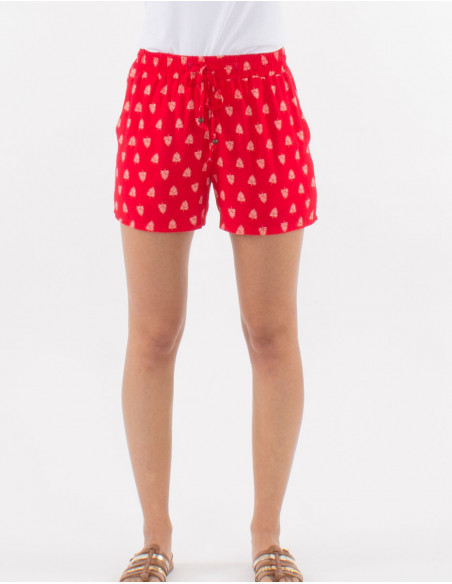 Basic short shorts with feather print