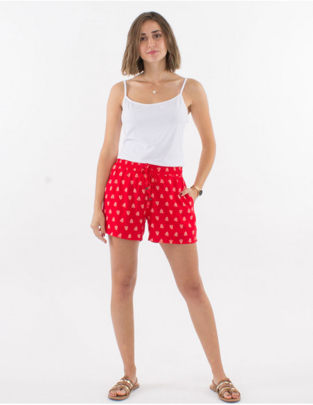 Basic short shorts with feather print