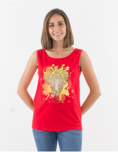 Hippie chic tank top with elephant motif