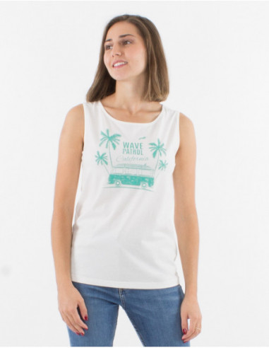 Women's classic plain tank top with original hippie vacation print