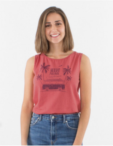 Basic old pink hippie tank top with blue vans pattern for women