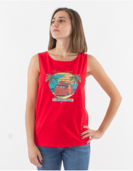 Women's Marcel plain red with original hippie vans and colored coconut