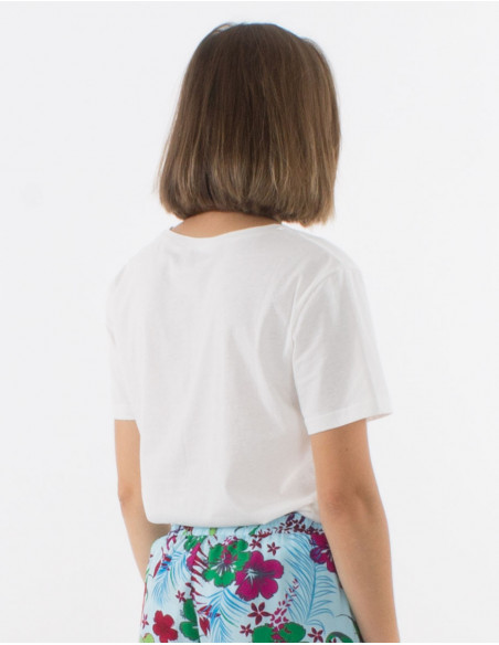 Tee-shirt femme basique et original blanc motif hippie chic été