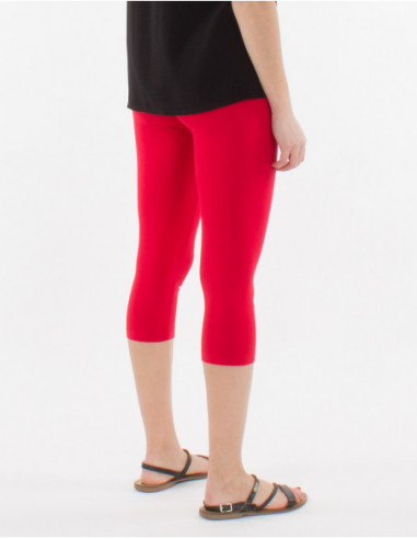 Legging court basique avec coton pour femme couleur rouge