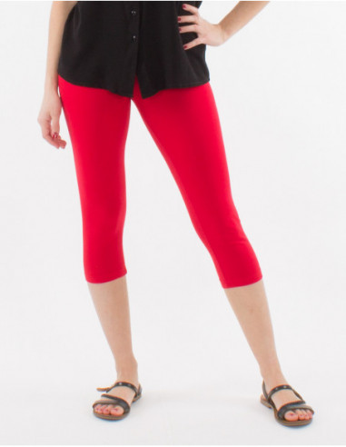 Pantacourt legging 3/4 femme confortable avec coton rouge
