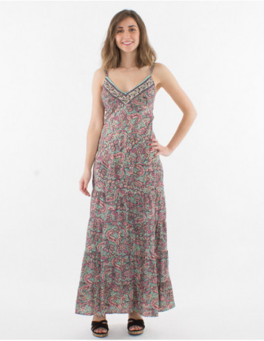 Bohemian gold paisley long dress