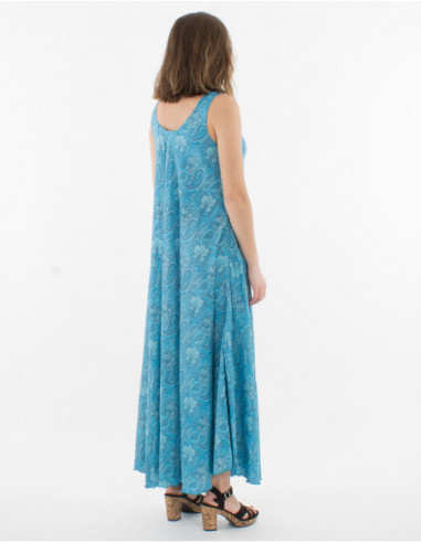 Floral boho long dress without sleeves
