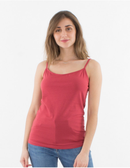 Basic summer tank top for women with thin straps, plain old pink