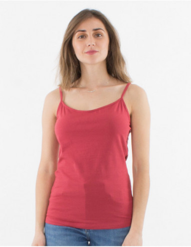Women's tank top with thin straps for summer basic round neck plain old pink