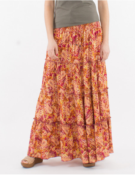 Long ruffled skirt boho chic gold