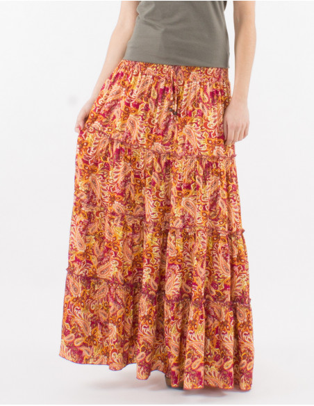 Long ruffled skirt boho chic gold