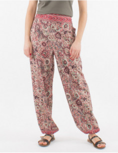 Pantalon large et confortable femme style Aladin baba cool motif cachemire rouge