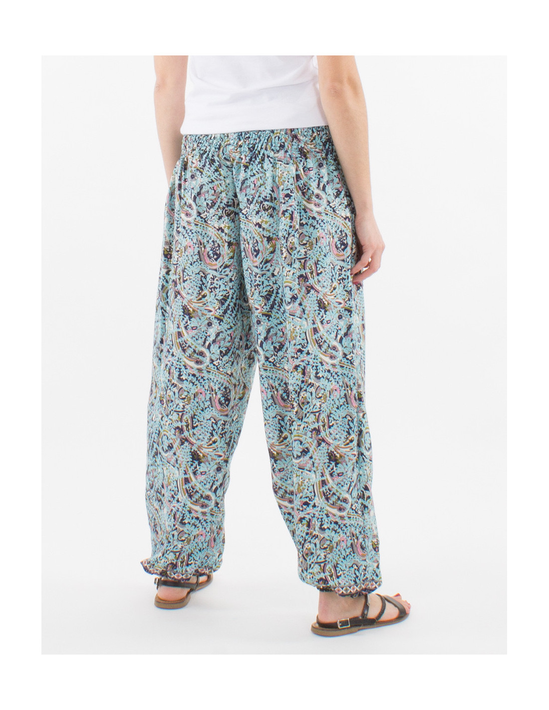Loose fit pant with original cashmere print baba cool elastic ankles