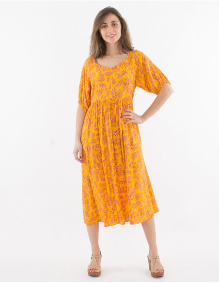 Long hippie dress with balloon sleeves