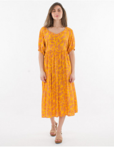 Long hippie dress with balloon sleeves
