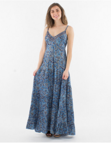Robe longue boh me dor motif cachemire