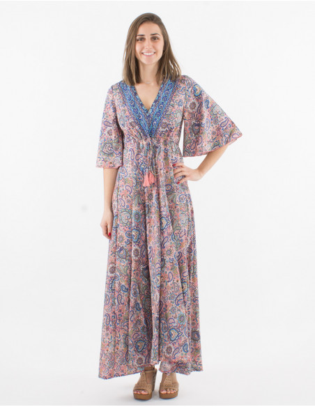 Long boho chic flared dress