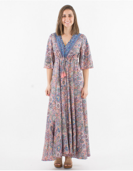 Long boho chic flared dress