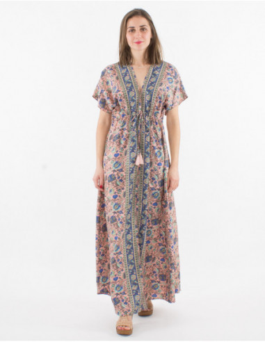 Long flowing floral dress hippie V-neck