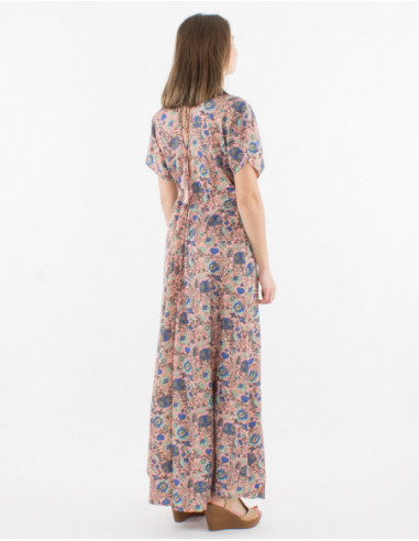 Long flowing floral dress hippie V-neck