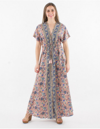 Long flowing floral dress hippie V-neck