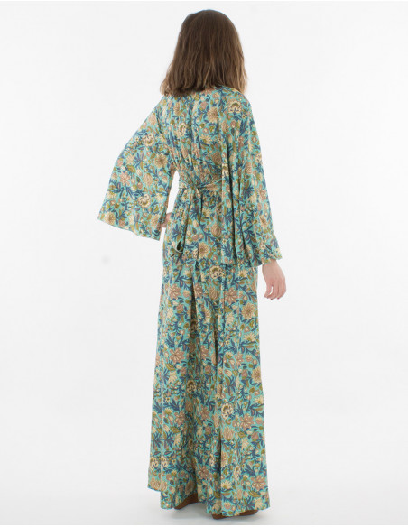 Hippie 3/4 sleeve fitted maxi dress