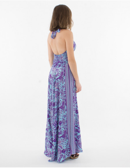 Bohemian long dress with golden tropical