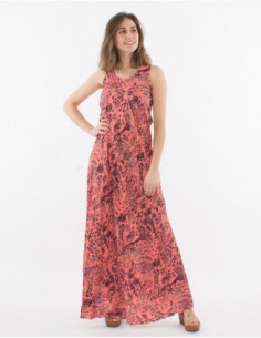 Robe longue débardeur pour la plage élégante pour femme à imprimé bohème fleuri rose saumon