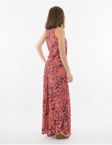 Tropical gold sleeveless maxi dress