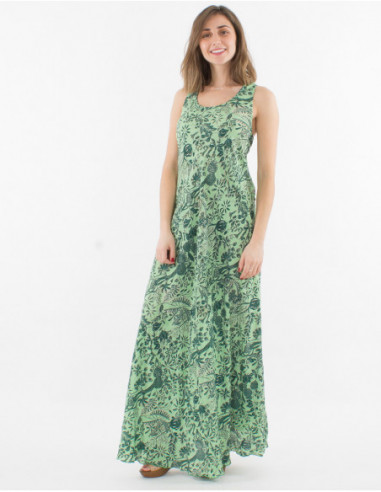 Tropical gold sleeveless maxi dress