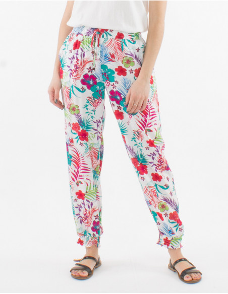 Hawaiian pants with tropical print