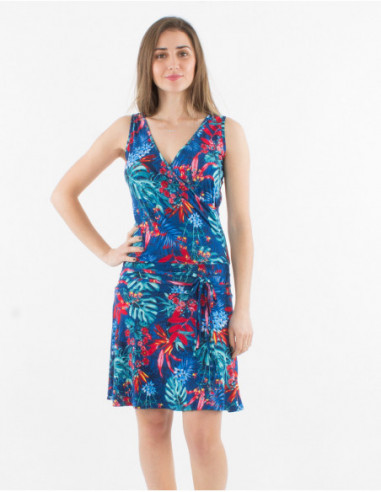 Short Hawaiian draped dress to tie