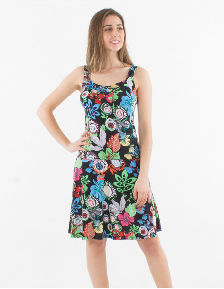 Original short flared dress with straps