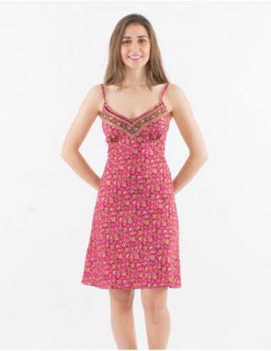 Basic floral short dress with straps