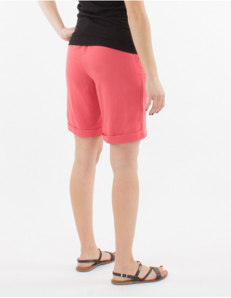 Basic plain shorts with linen and hems