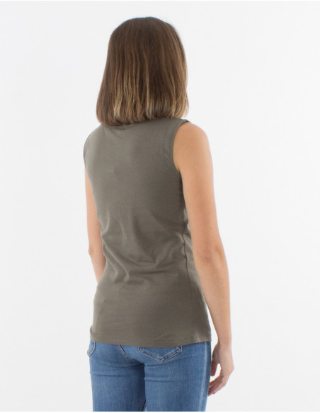 Basic woman tank top type marcel color khaki green