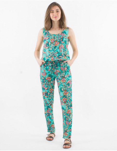 Bohemian pantsuit with belt