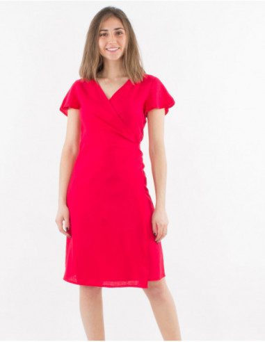 Viscose and linen wrap dress