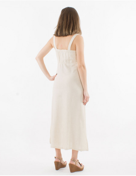 Basic long dress with linen buttons